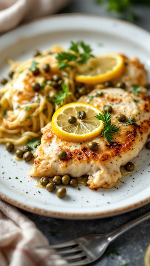 Delicious Air Fryer Chicken Piccata with lemon and capers