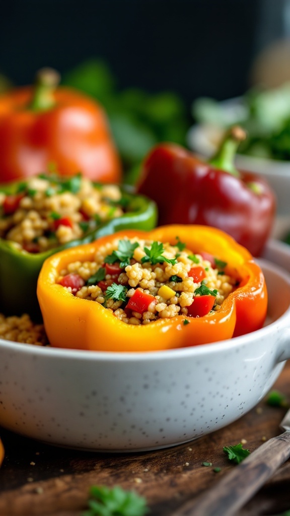 Air fryer stuffed bell peppers with quinoa and vegetables