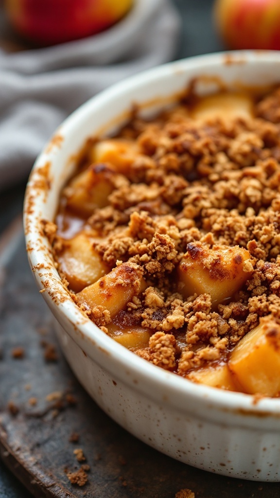 A warm and inviting caramel apple dump cake, featuring a crispy topping and gooey apple filling.