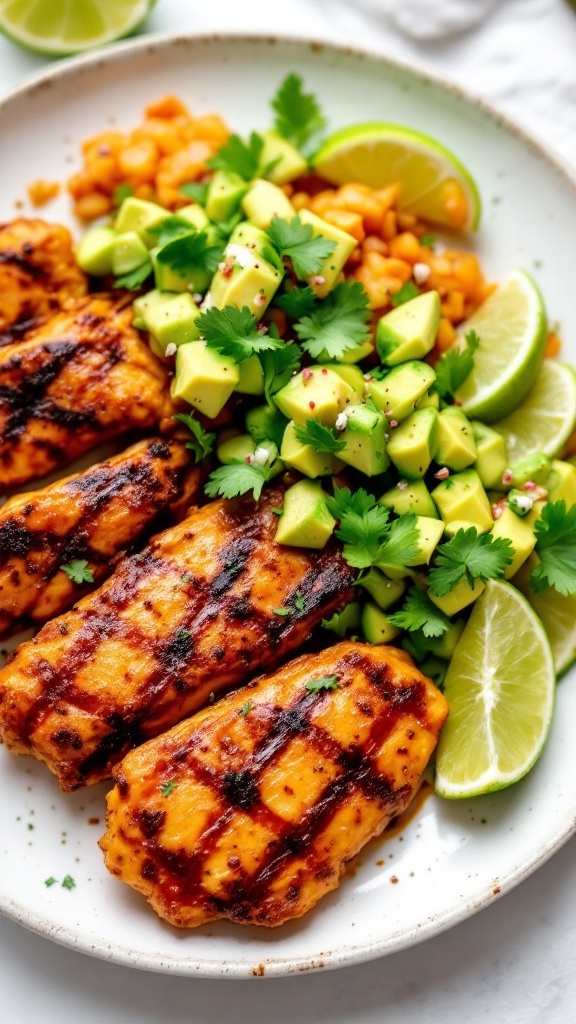 Chili Lime Chicken with Avocado Salsa dish