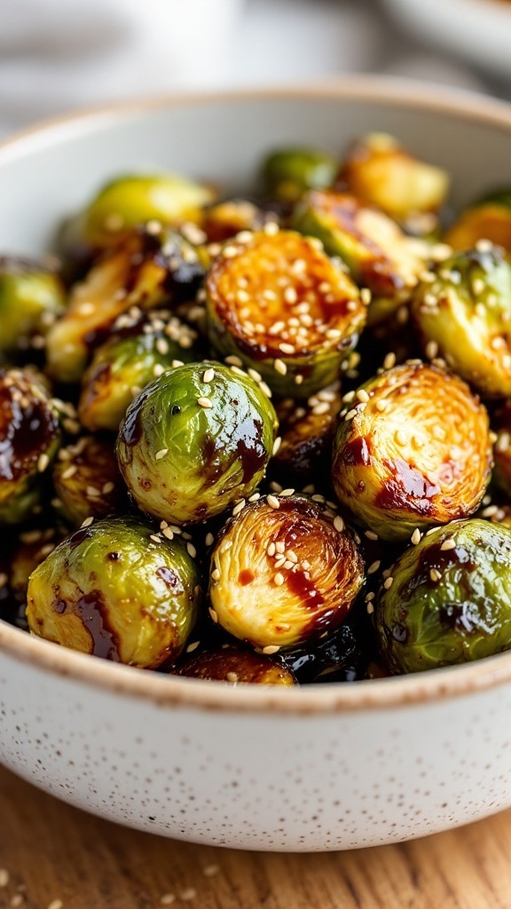 Crispy air fryer Brussels sprouts served in a bowl