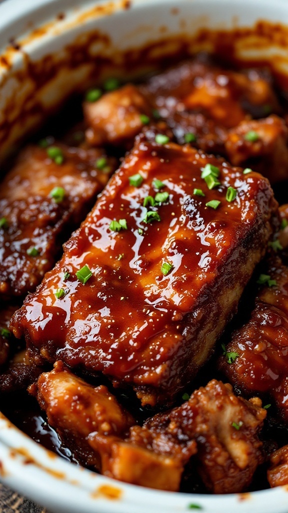 Delicious Chinese BBQ ribs cooked in a crockpot.