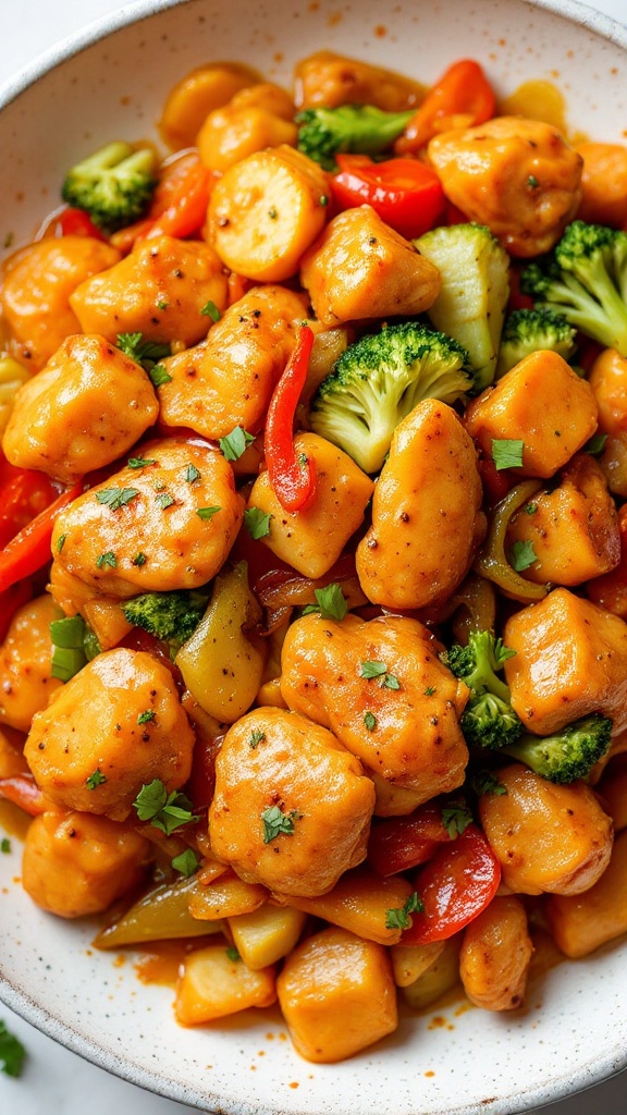 Delicious orange chicken stir fry with vegetables