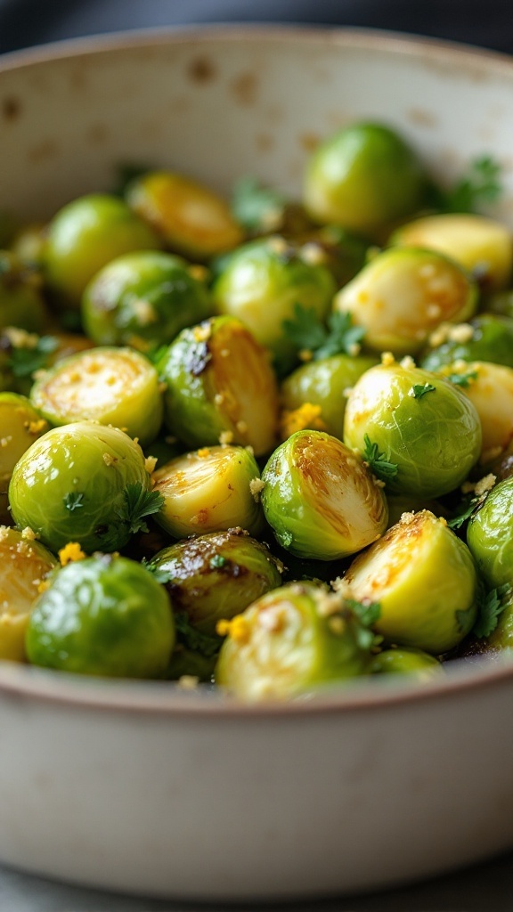 Sautéed Brussels sprouts with garlic and lemon