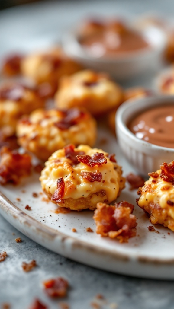 Savory cheese and bacon bites on a plate