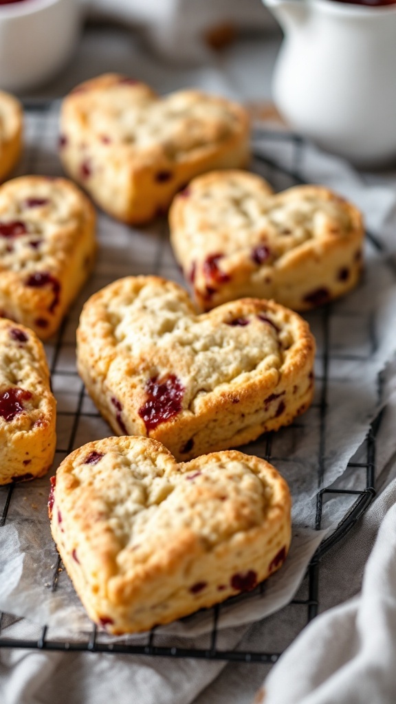 Savory heart-shaped scones