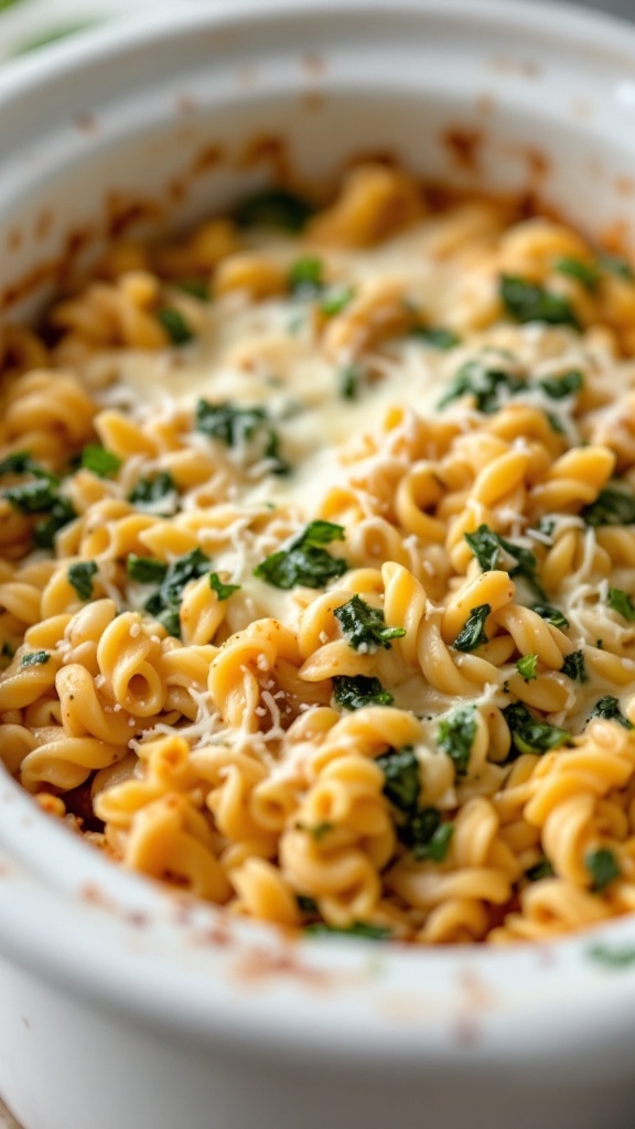 Spinach and Ricotta Pasta Bake in a crockpot