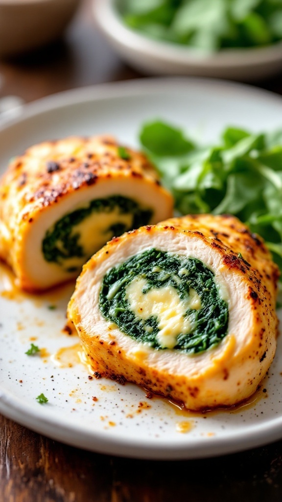 Stuffed air fryer chicken breasts with spinach and cheese filling