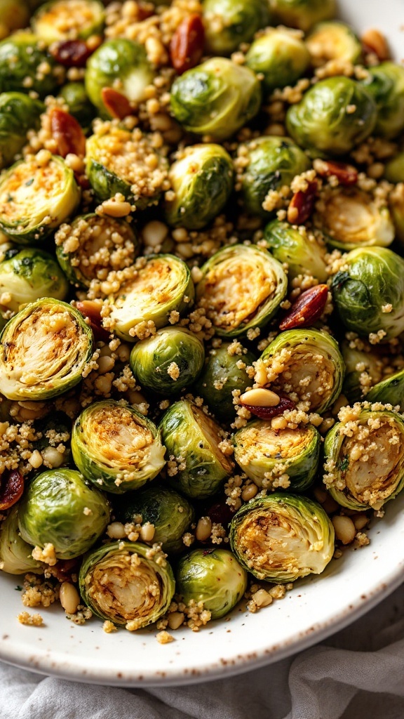 Stuffed Brussels sprouts with quinoa and nuts on a plate