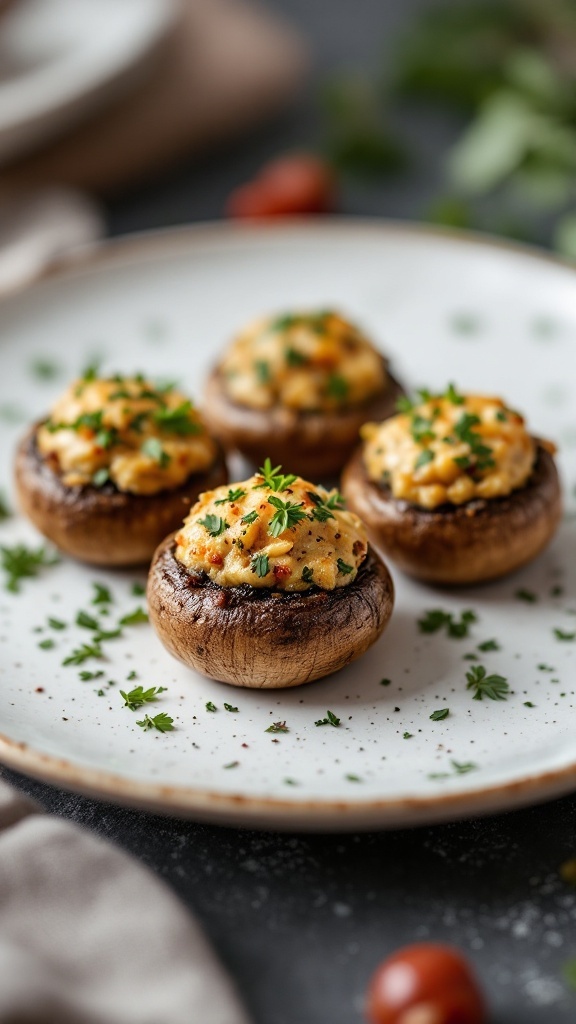 Delicious stuffed mushrooms ready for a party