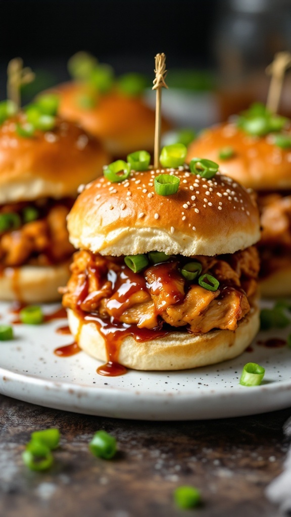 Delicious Teriyaki Chicken Sliders with green onions on top