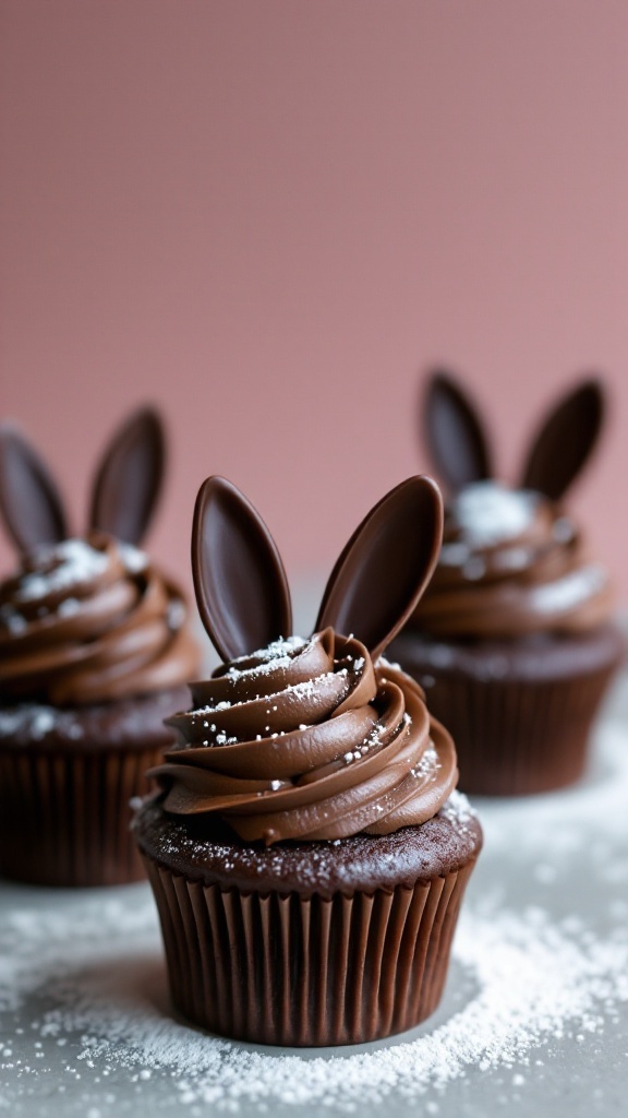 Bunny Ears Chocolate Cupcakes