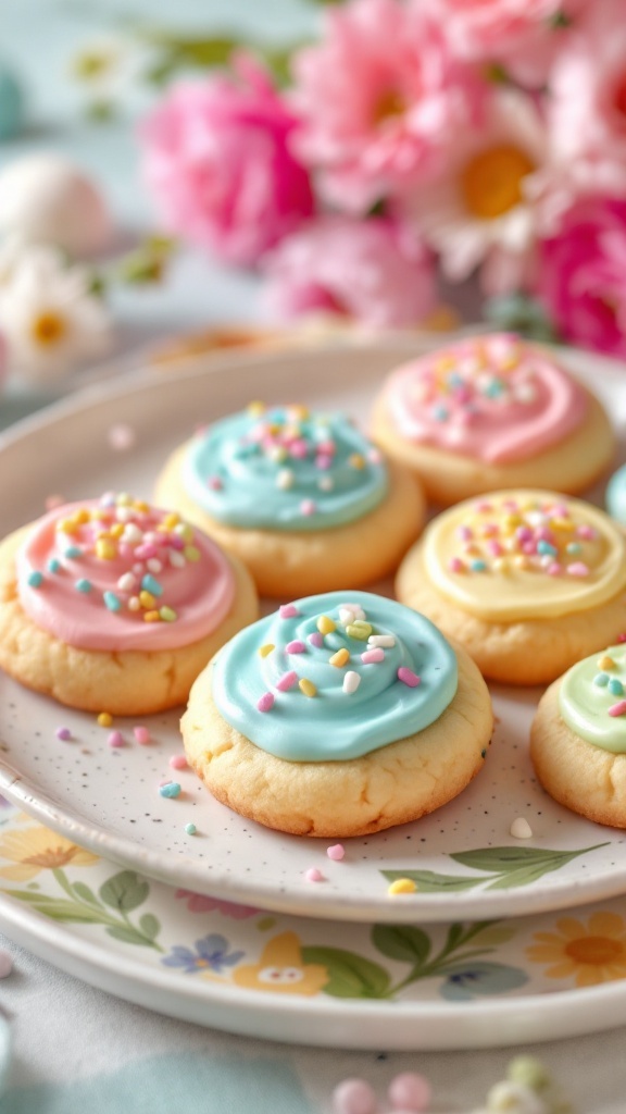 Colorful cream cheese sugar cookies with sprinkles