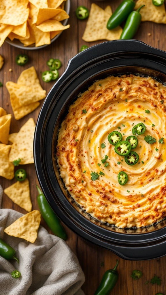 Crockpot jalapeno popper dip with chips