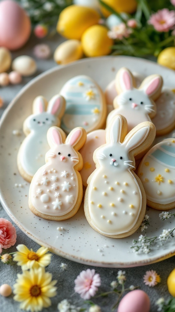 Lemon-glazed sugar cookies decorated for Easter