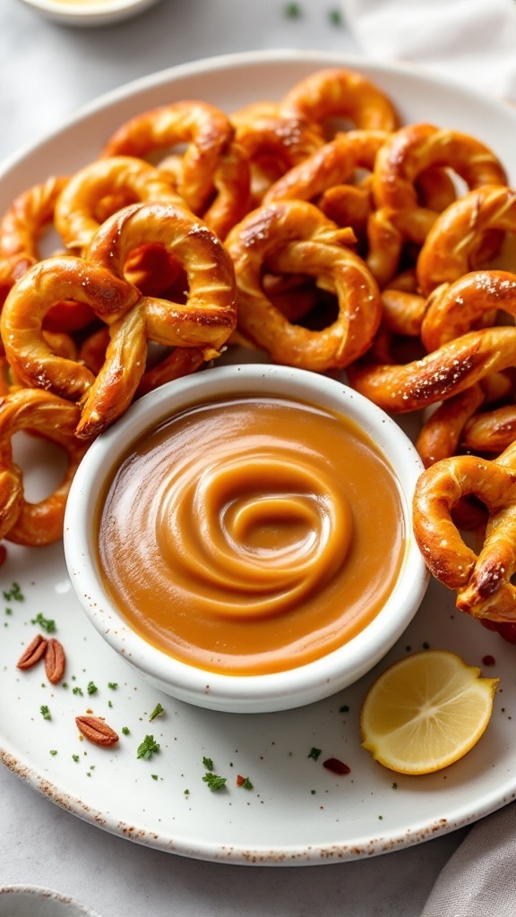 Delicious apple butter pretzels with a side of apple butter dip