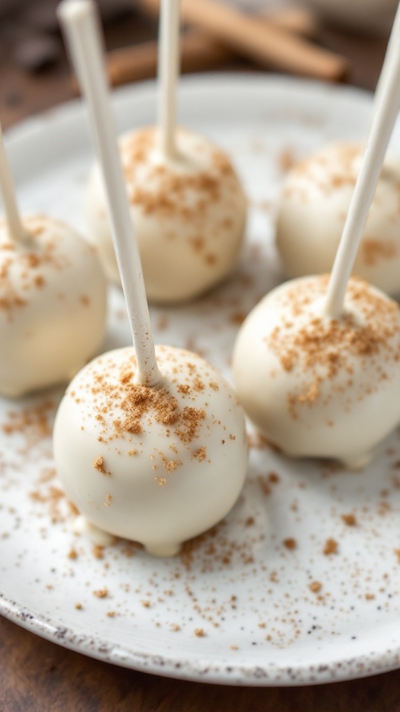 Delicious apple cider donut cake pops ready to enjoy