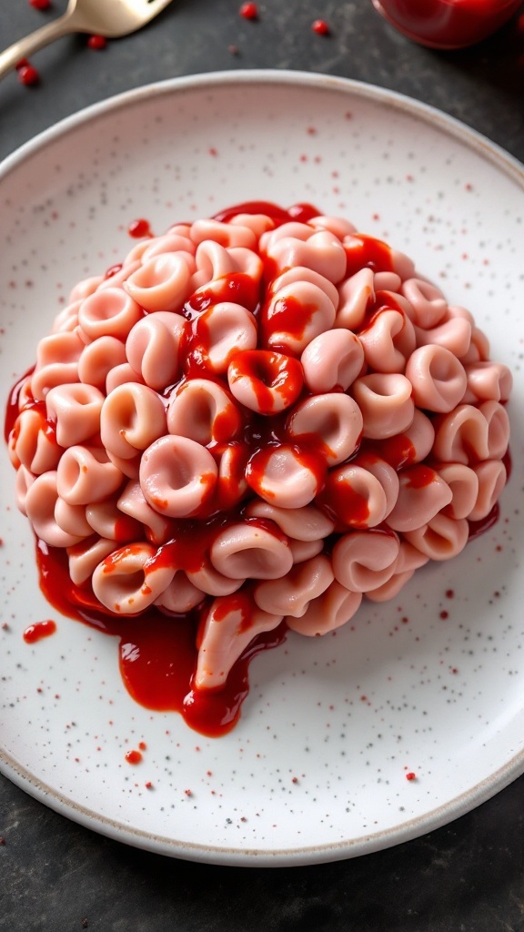 A spooky Brain Pasta Salad for Halloween parties