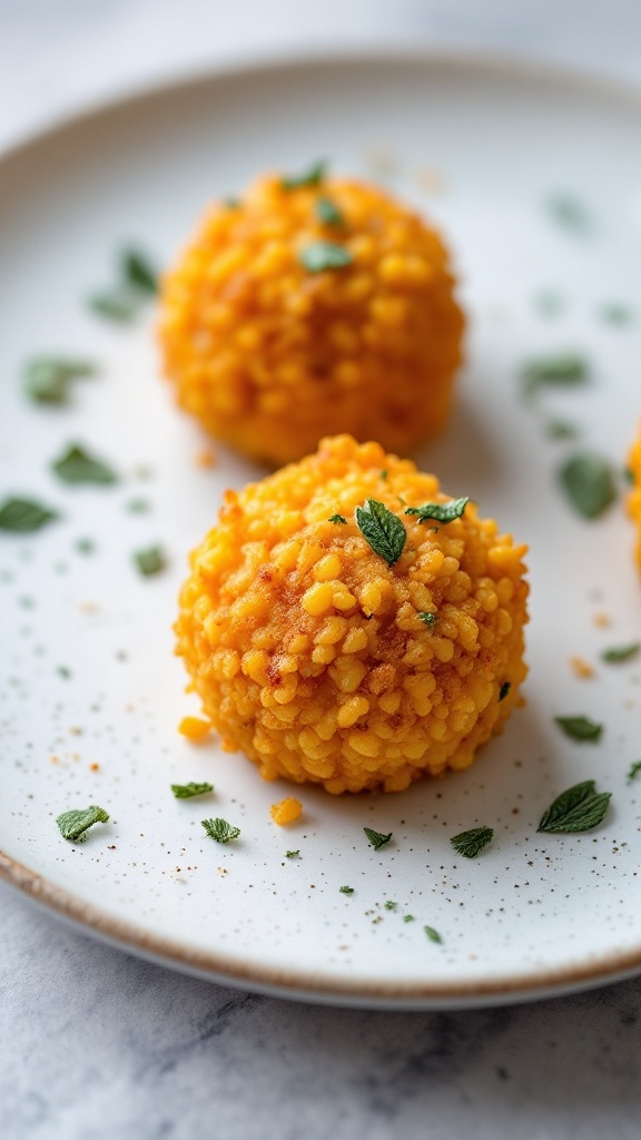 Butternut squash arancini on a plate