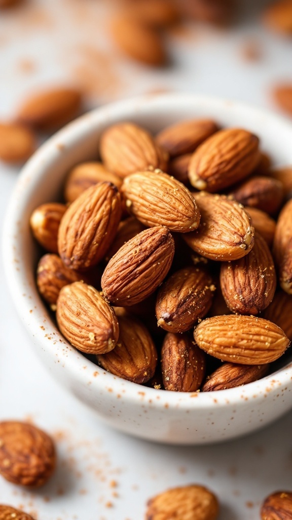A bowl of chai-spiced roasted almonds
