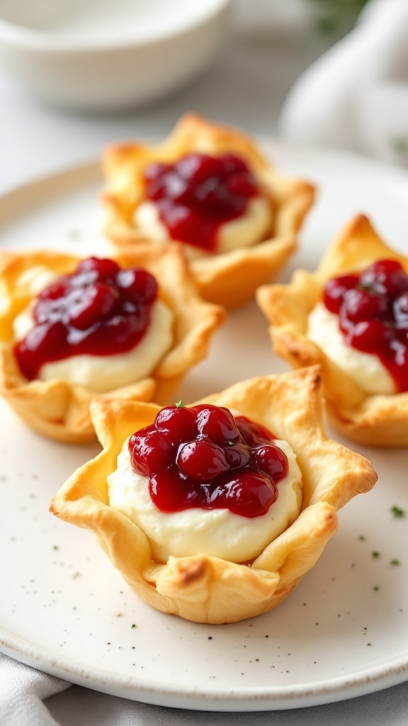 Cranberry Brie Pastry Cups on a plate
