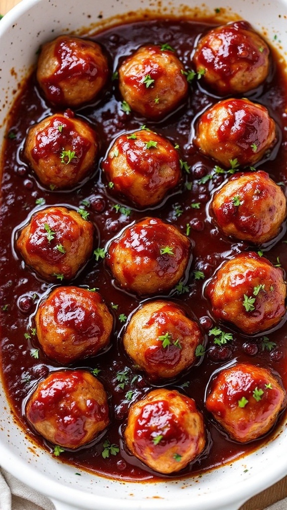 Cranberry meatballs with maple glaze