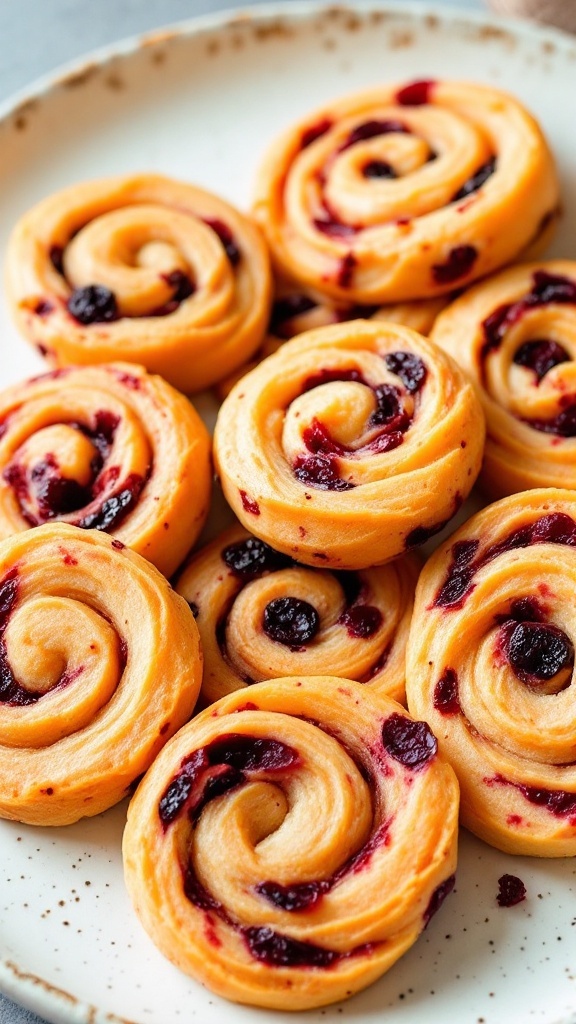 Cranberry Orange Pinwheels on a plate