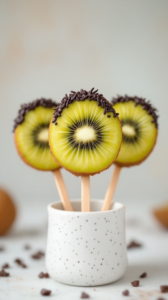 Healthy Halloween treat - Frankenstein Kiwi Pops