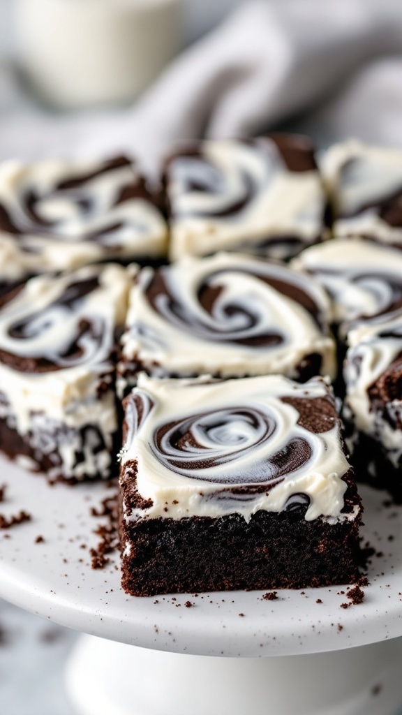 Delicious ghost swirl brownies with a creamy topping, perfect for Halloween.