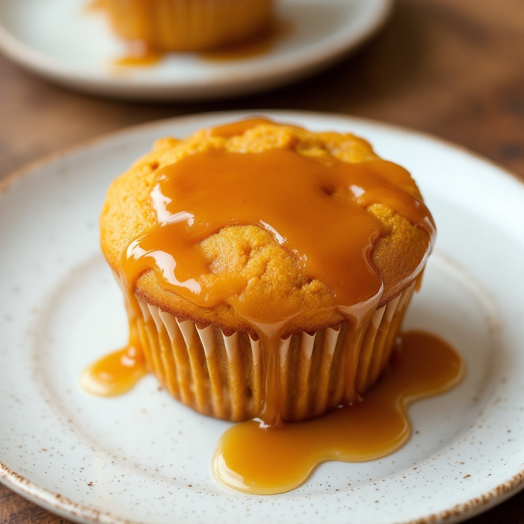 Delicious pumpkin muffin with maple glaze
