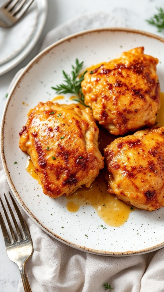 Maple Mustard Chicken Thighs on a plate