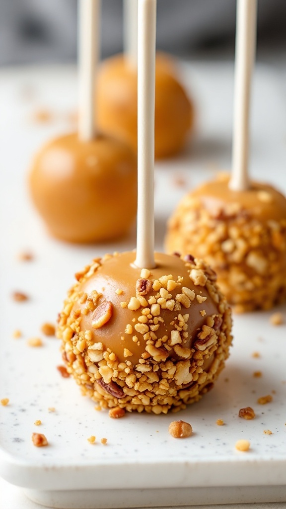 Maple Pecan Cake Pops ready for serving.