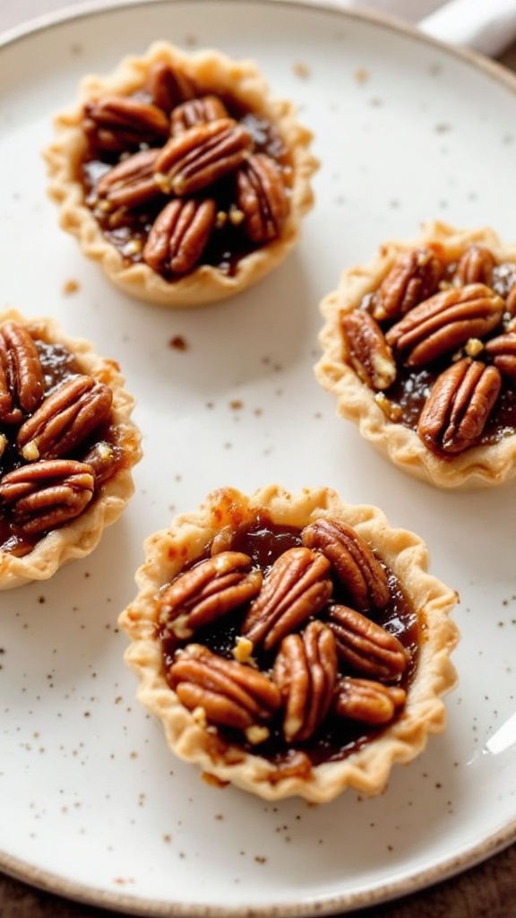 Mini pecan pie tarts on a plate