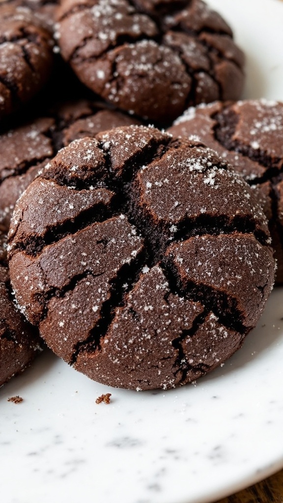 Delicious molasses crinkle cookies on a white plate
