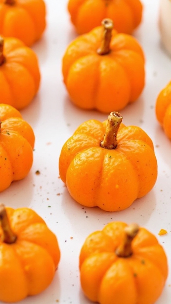 Pumpkin-shaped cheese balls arranged on a platter