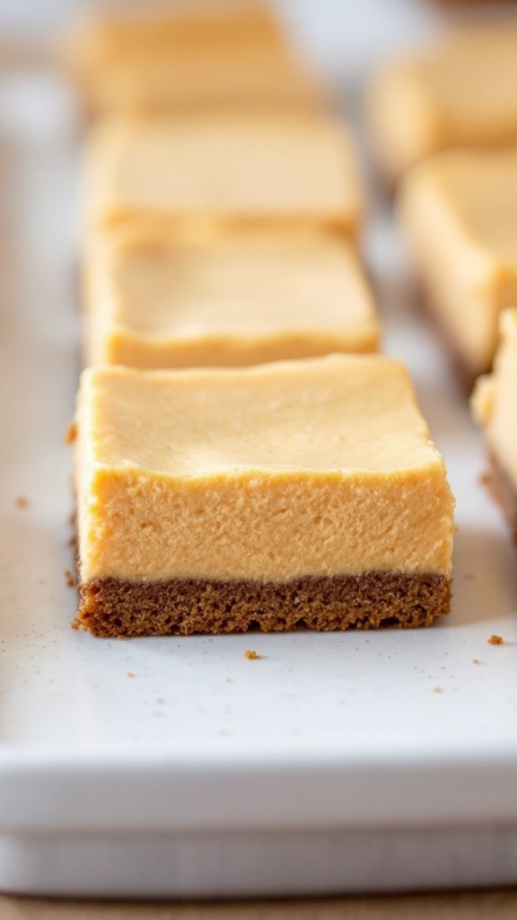Delicious pumpkin cheesecake bars with a graham cracker crust