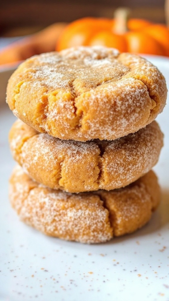 Delicious pumpkin spice snickerdoodles stacked on a plate