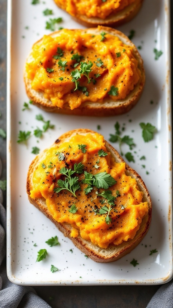 Roasted Acorn Squash Bruschetta on a platter