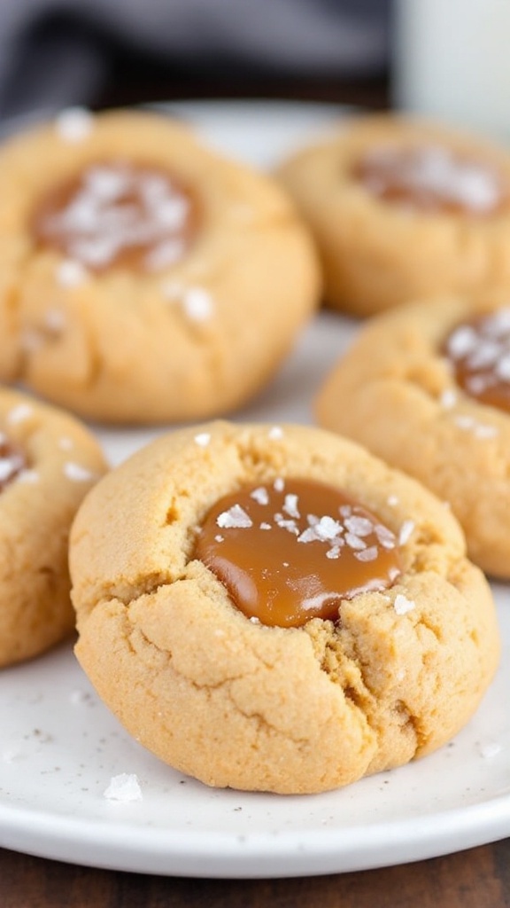 Delicious salted caramel apple cider cookies on a plate.