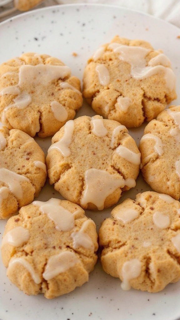 A plate of spiced chai tea cookies with a golden hue and a sprinkle of sugar on top.
