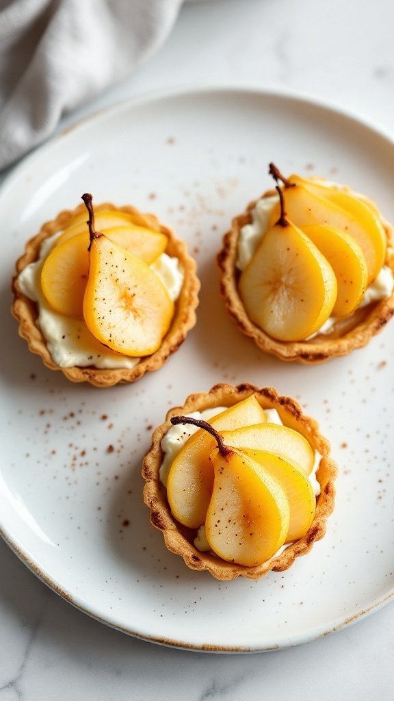 Spiced Pear and Brie Tartlets on a plate