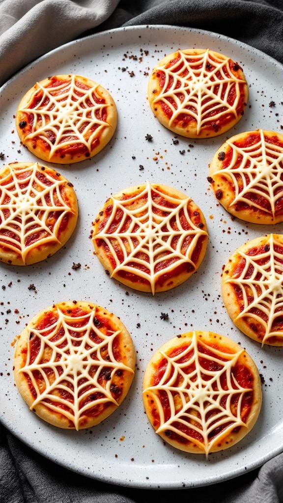 Spider Web Pizzas ready to be served