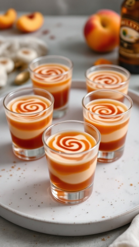 Colorful Zombie Brain Shots in clear glasses